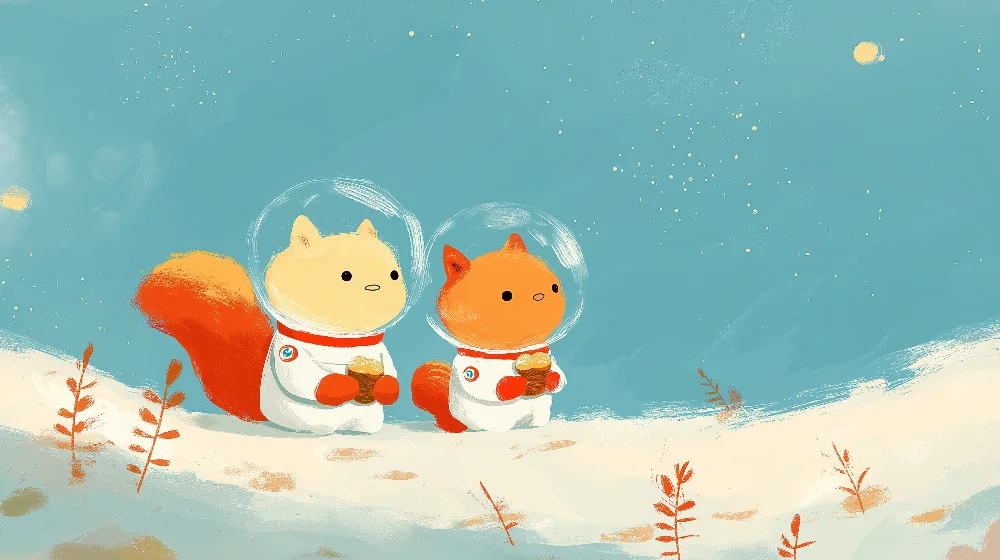 Tapety dla dzieci | Kosmiczni astronauci koty eksplorujące przestrzeń