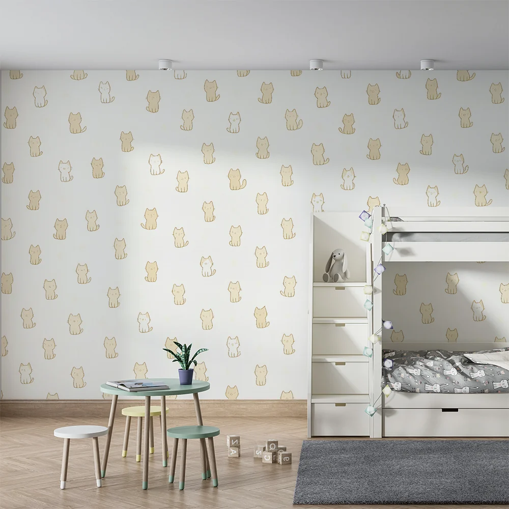 Tapety dla dzieci kotki | Minimalistyczny i uroczy wzór