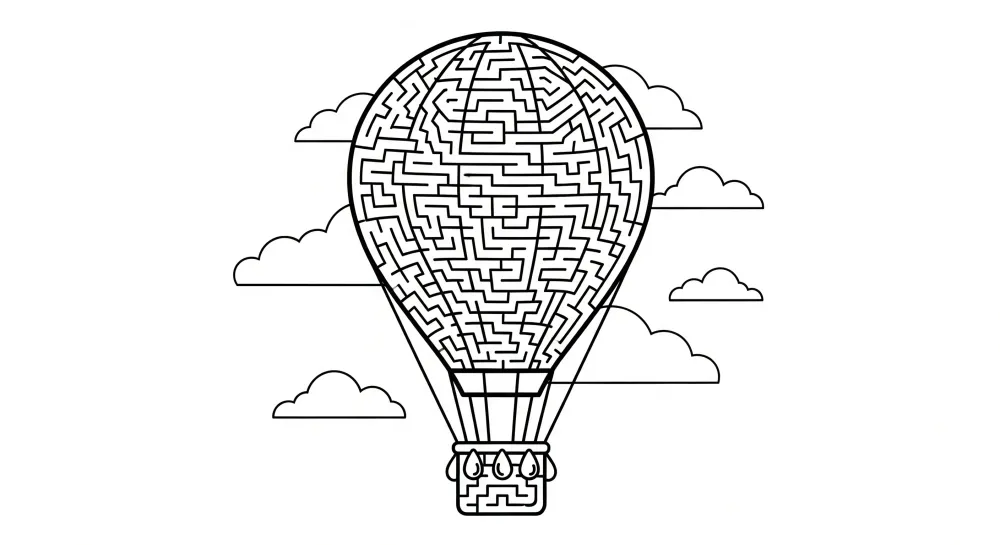 Tapety dla dzieci | Labiryntowy balon na tle chmurnego nieba