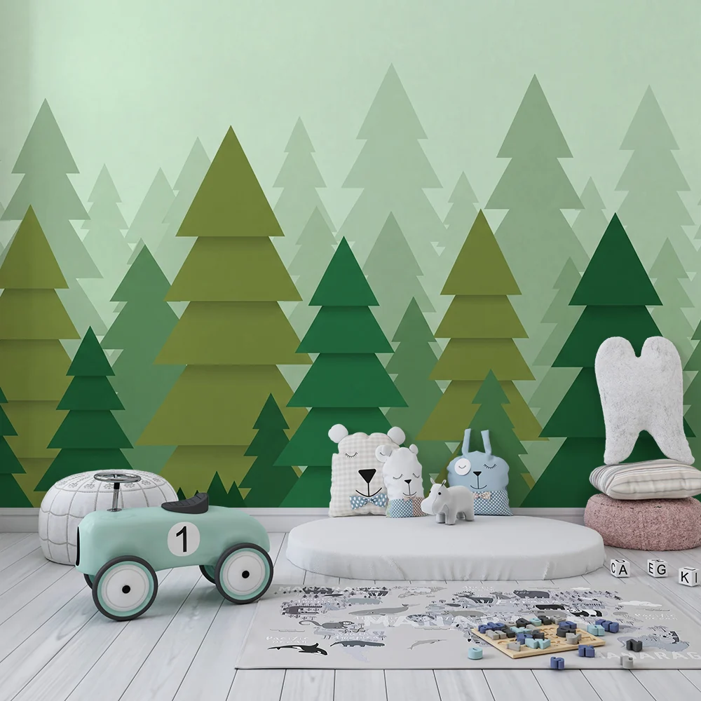 Tapety dla dzieci | Las sosnowy w odcieniach zieleni