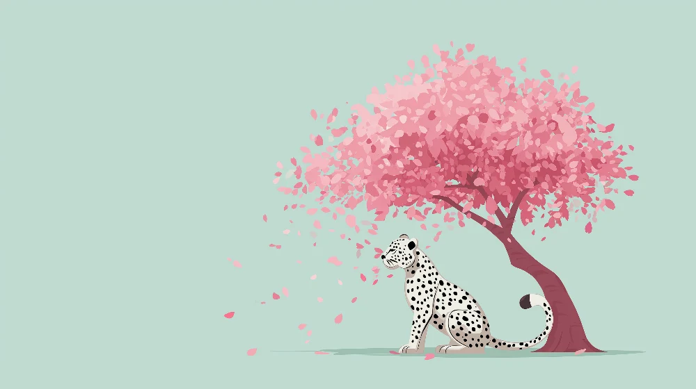 Tapety dla dzieci | Leopard pod kwitnącą wiśnią