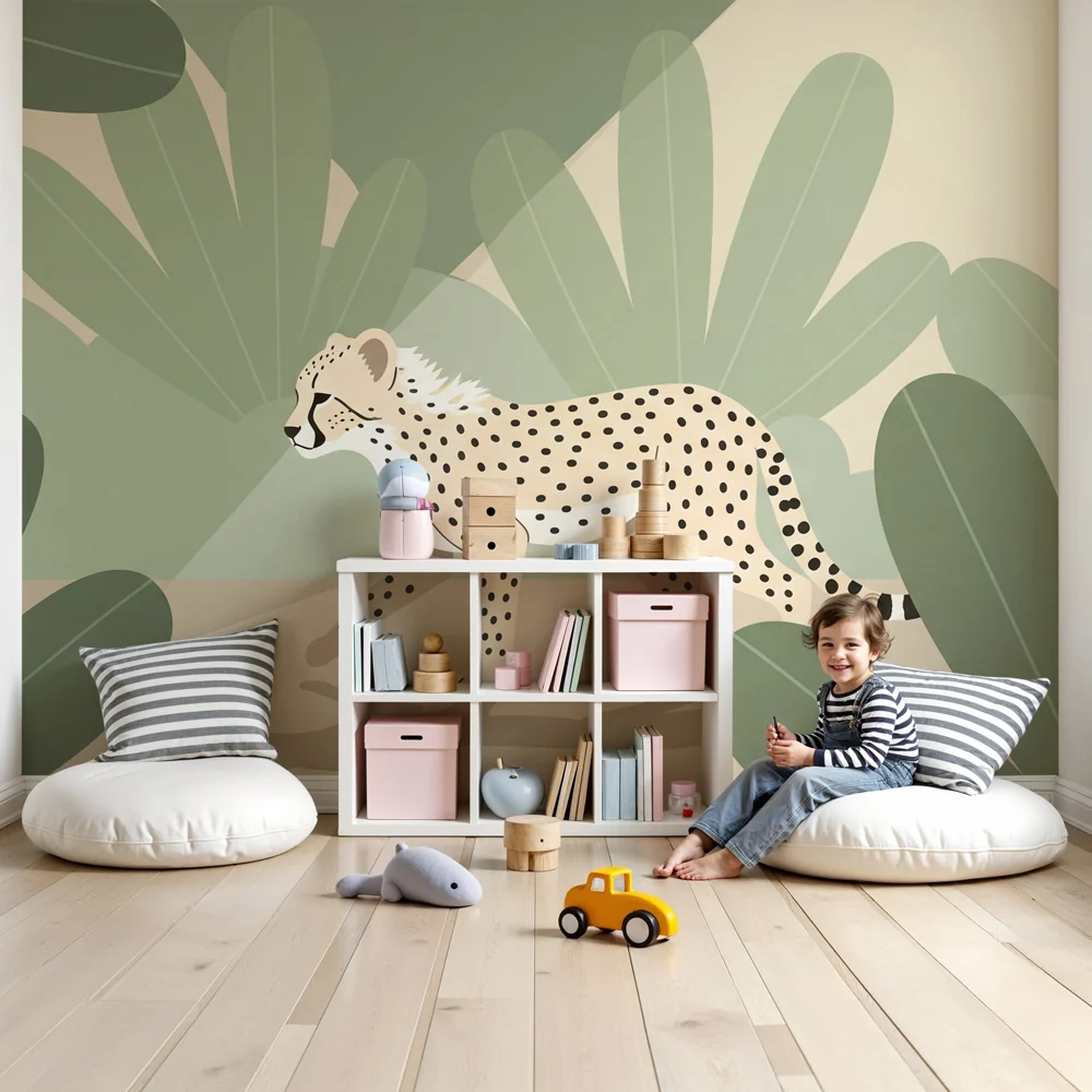 Tapety dla dzieci | Leopard spacerujący po dżungli