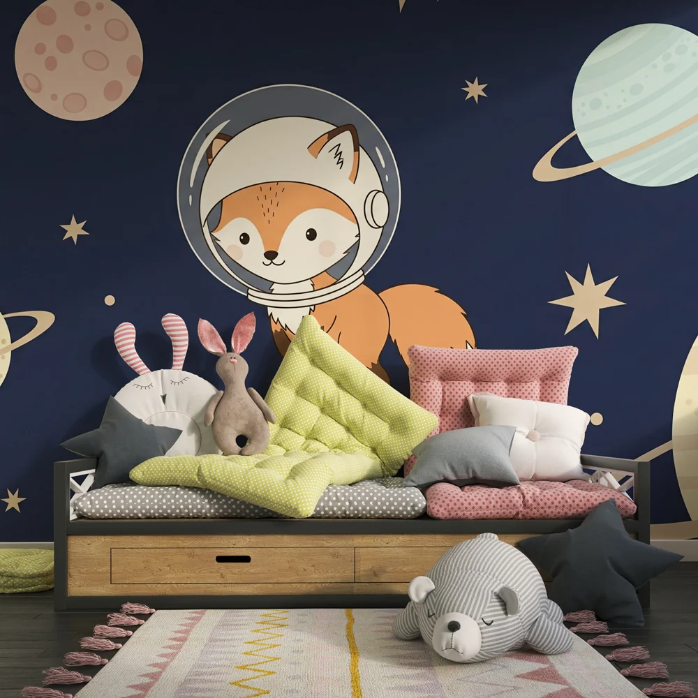 Tapety dla dzieci | Lis astronauta w kosmosie
