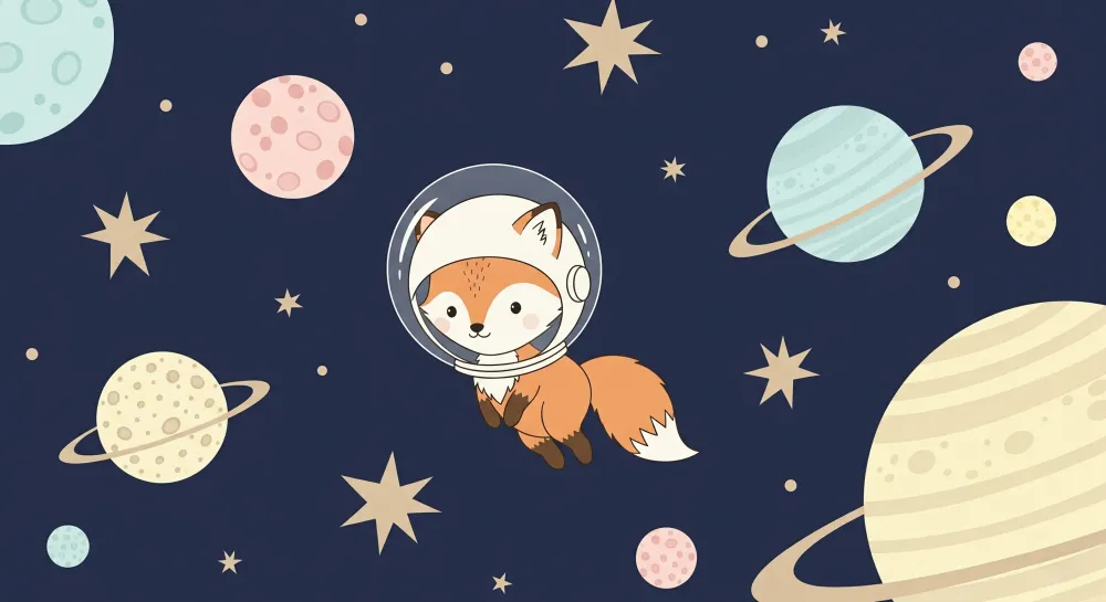 Tapety dla dzieci | Lis astronauta w kosmosie