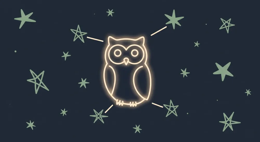 Tapety dla dzieci | Luminous owl and stars