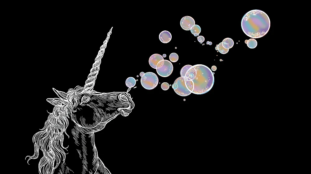 Tapety dla dzieci | Magiczny jednorożec dmuchający kolorowe bańki