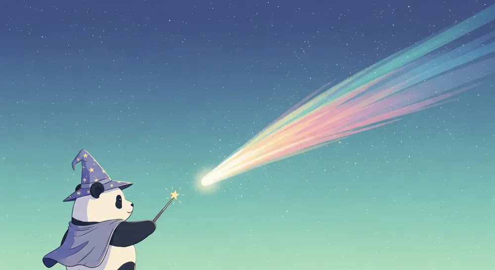 Tapety dla dzieci | Magiczny panda pod gwiaździstym niebem