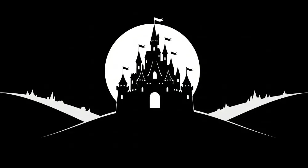 Tapety dla dzieci | Magiczny zamek w czarno-białym kolorze