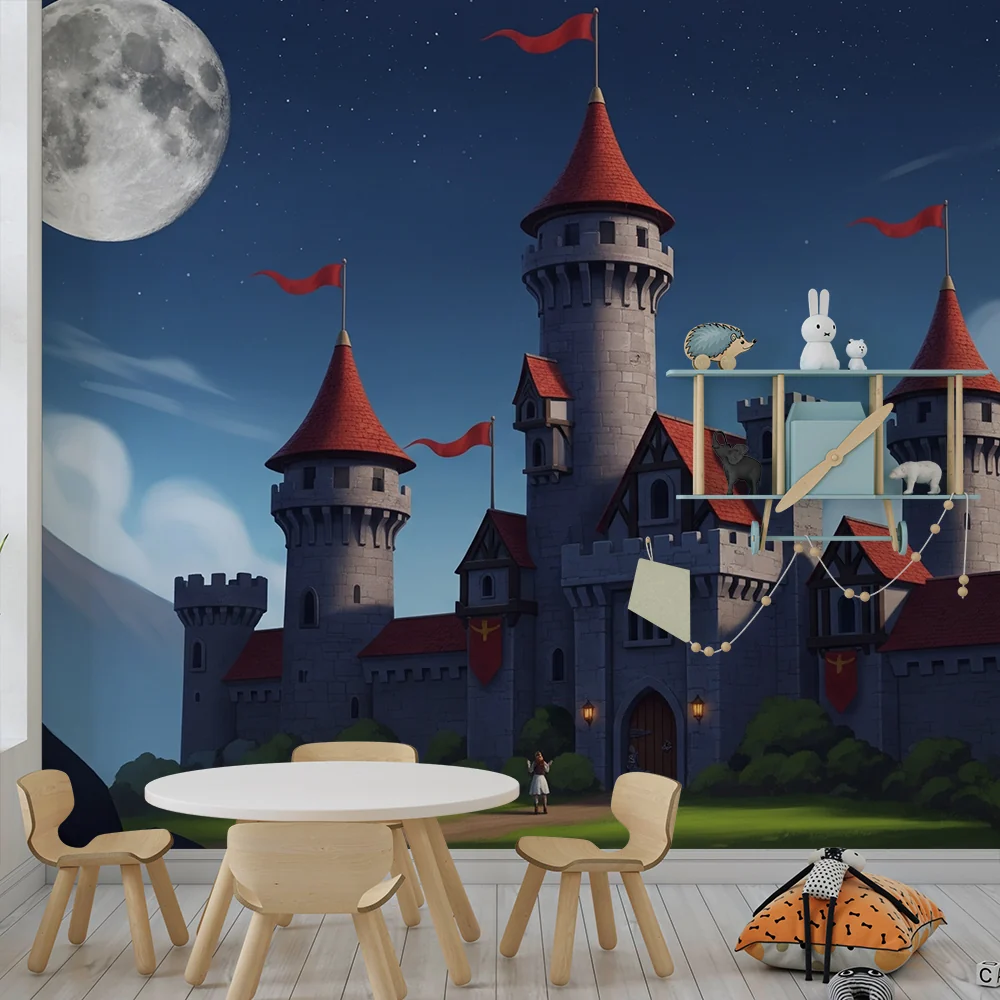 Tapety dla dzieci | Magiczny zamek pod księżycem