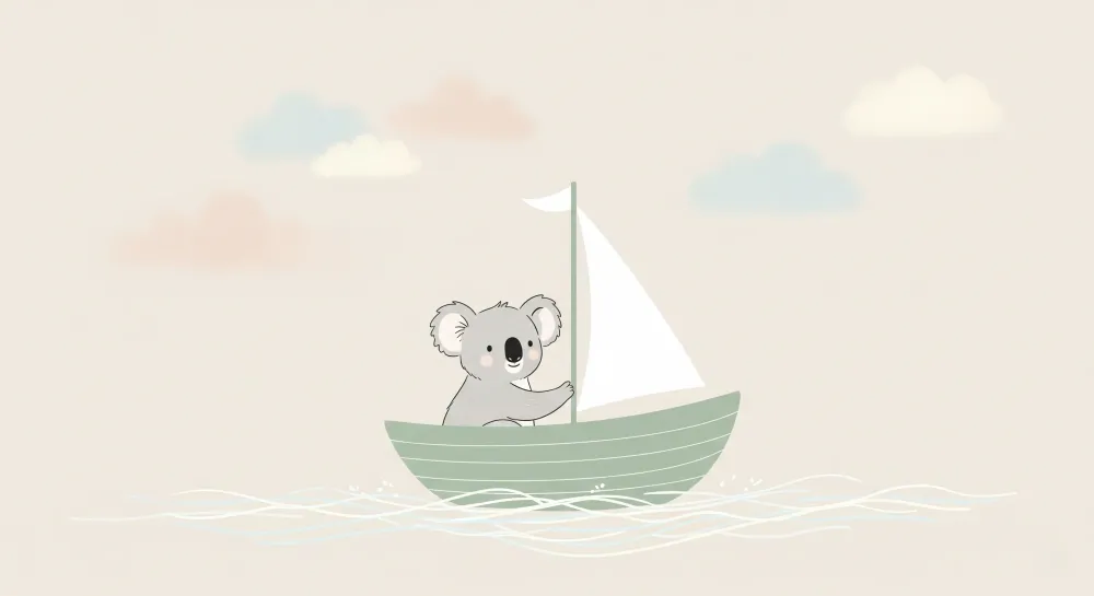 Tapety dla dzieci | Mały koala na łódce