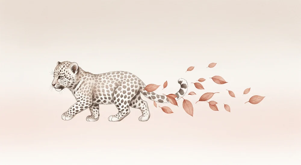 Tapety dla dzieci | Mały leopard i liście jesienne
