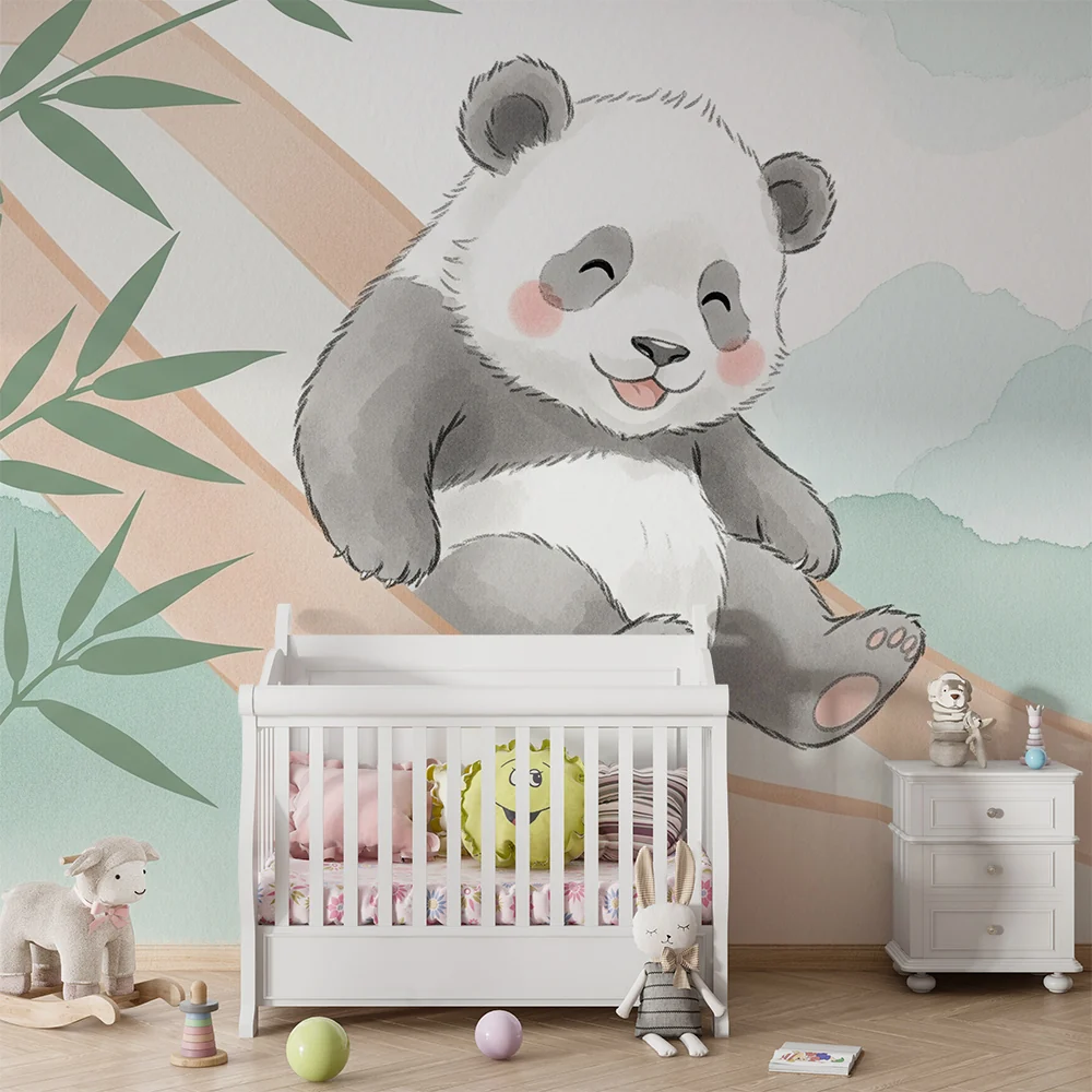 Tapety dla dzieci | Mały panda na zjeżdżalni