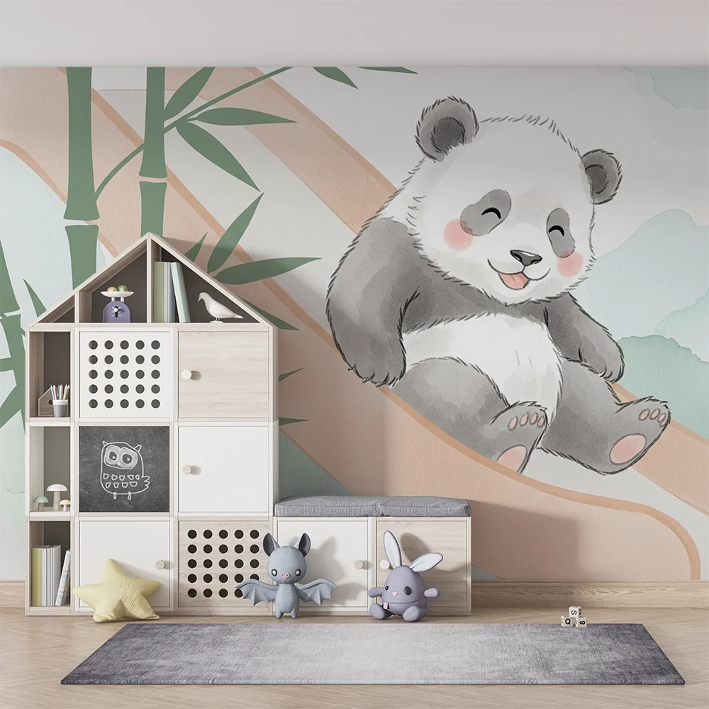 Tapety dla dzieci | Mały panda na zjeżdżalni