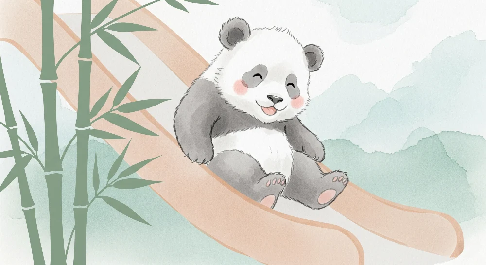 Tapety dla dzieci | Mały panda na zjeżdżalni