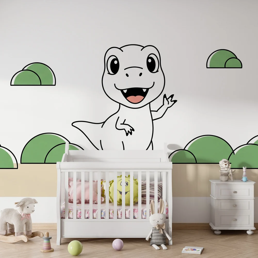 Tapety dla dzieci | Mały zabawny dinozaur w zabawnej scenerii