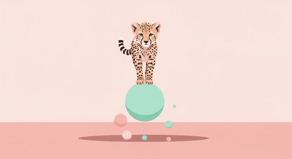 Tapety dla dzieci | Młody gepard na kolorowej kuli