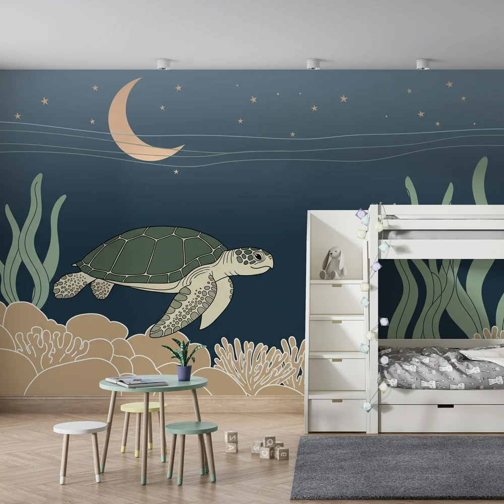 Tapety dla dzieci | Żółw morski i nocne niebo