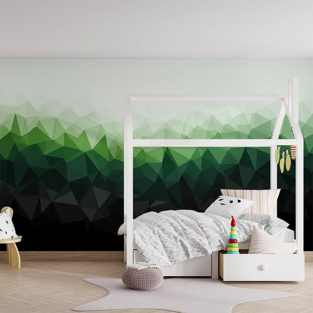 Tapety dla dzieci | Motyw geometryczny w odcieniach zieleni i czerni