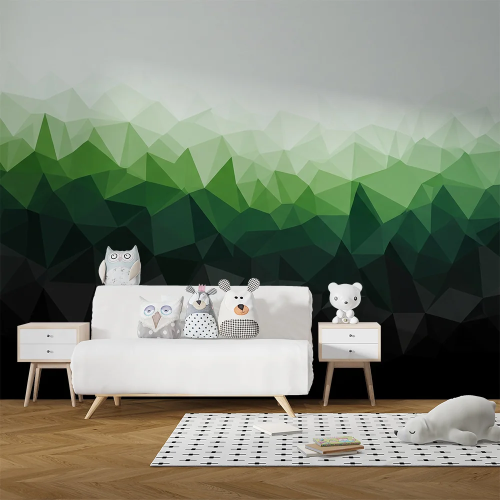 Tapety dla dzieci | Motyw geometryczny w odcieniach zieleni i czerni