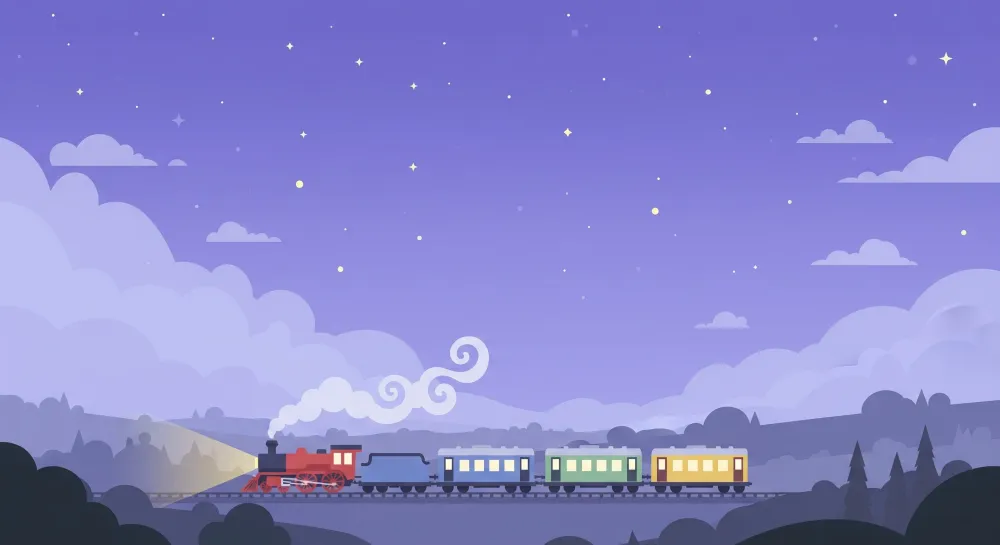 Tapety dla dzieci | Nocny pociąg pod gwiazdami