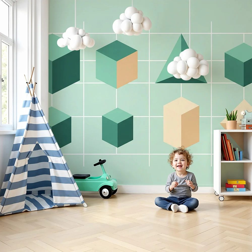 Tapety dla dzieci | Nowoczesne kształty geometryczne na pastelowym tle