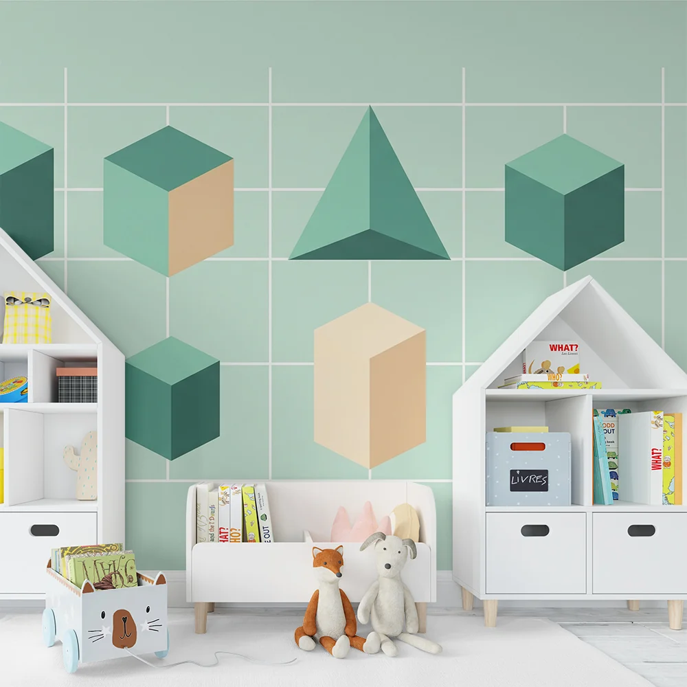 Tapety dla dzieci | Nowoczesne kształty geometryczne na pastelowym tle