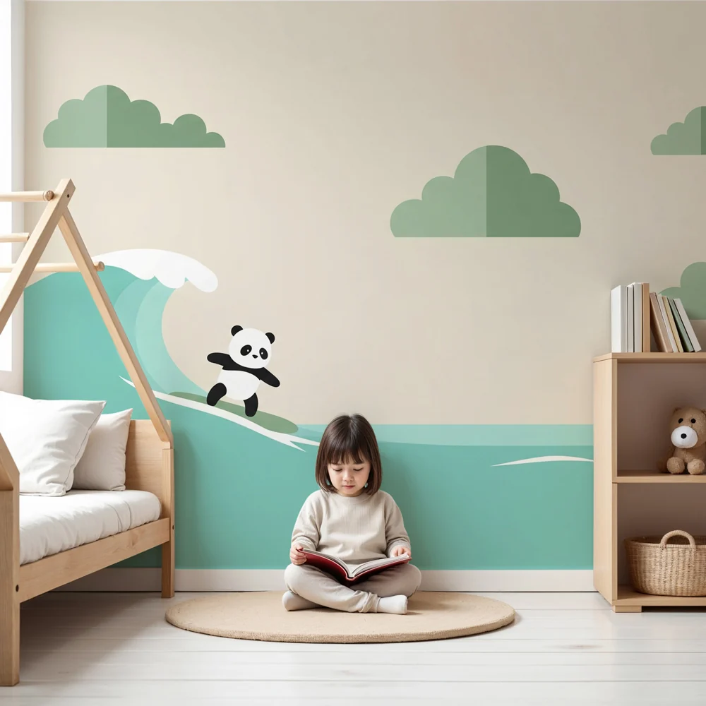 Tapety dla dzieci | Panda na desce surfingowej