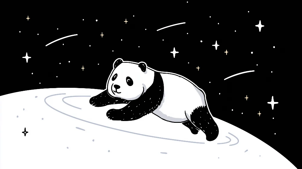 Tapety dla dzieci | Panda eksplorator w gwiazdnym kosmosie