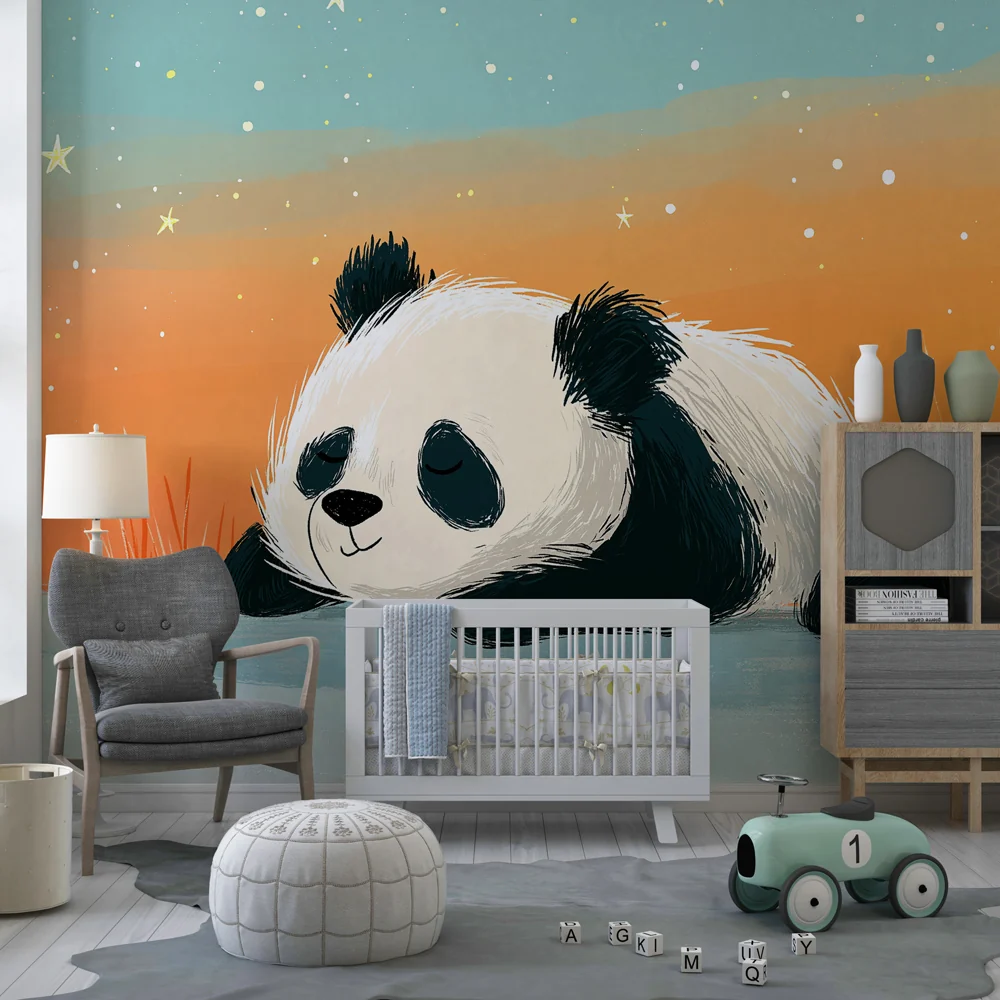 Tapety dla dzieci | Panda marzyciel pod gwiazdami
