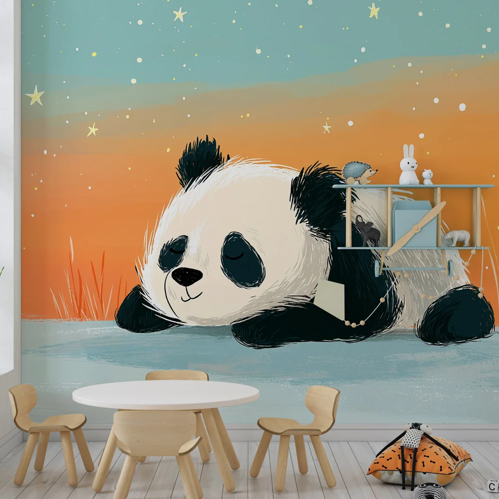 Tapety dla dzieci | Panda marzyciel pod gwiazdami