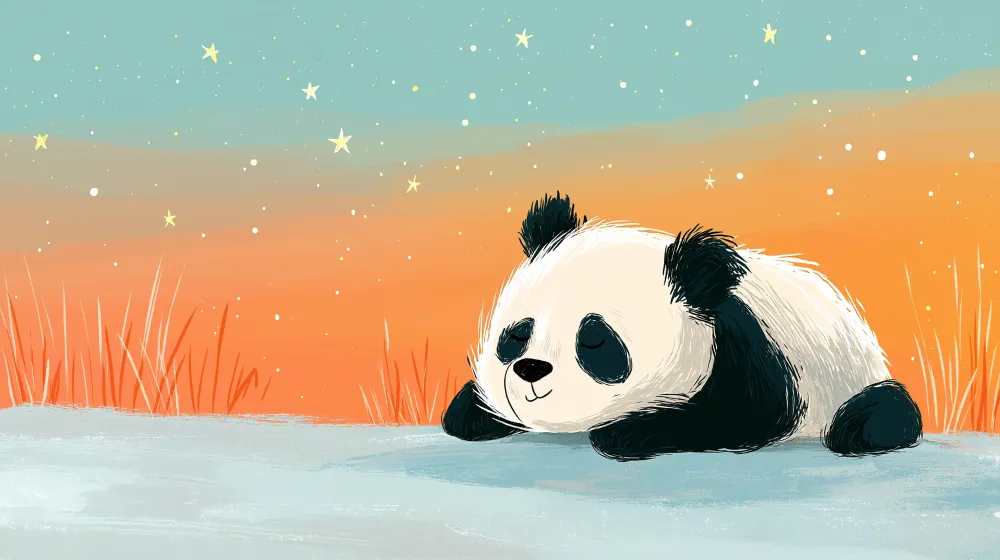 Tapety dla dzieci | Panda marzyciel pod gwiazdami