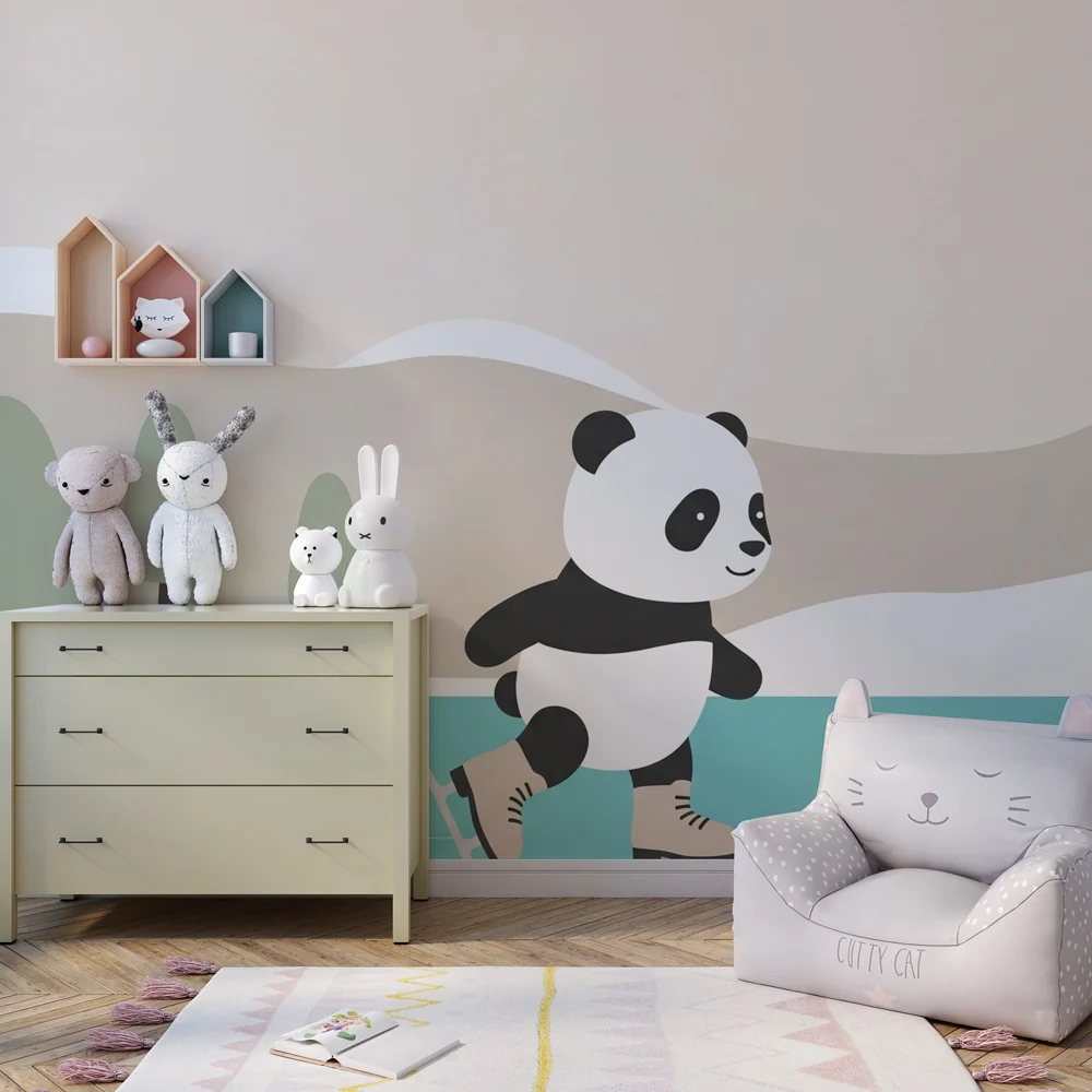 Tapety dla dzieci | Panda łyżwiarz na lodzie