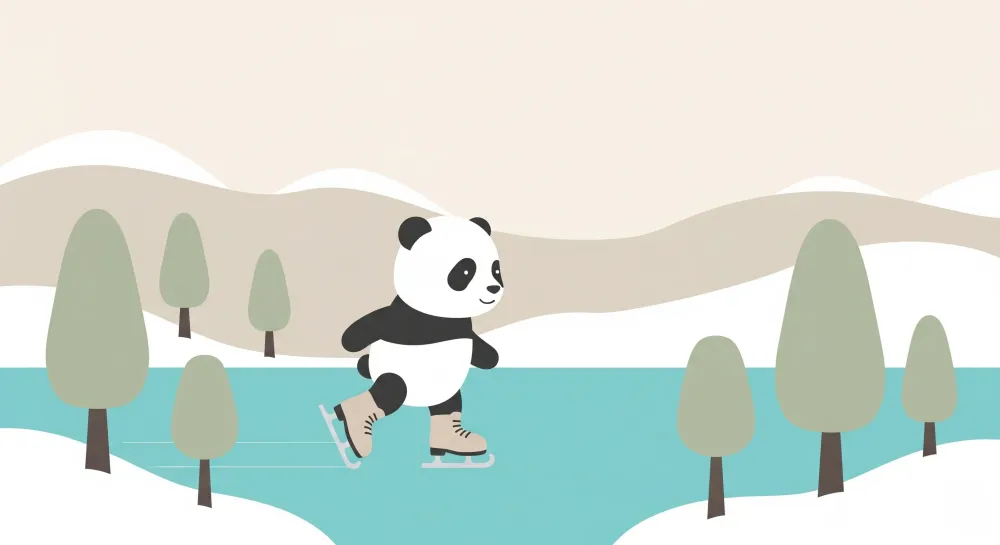 Tapety dla dzieci | Panda łyżwiarz na lodzie