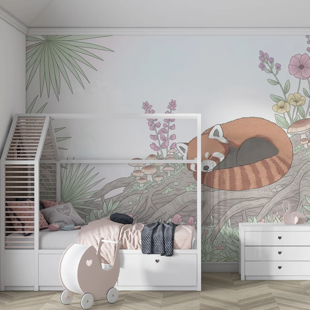 Tapety dla dzieci | Śpiący czerwony panda w naturze