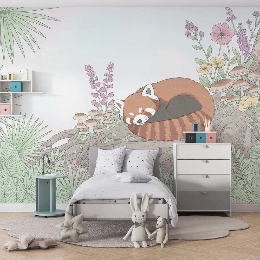 Tapety dla dzieci | Śpiący czerwony panda w naturze
