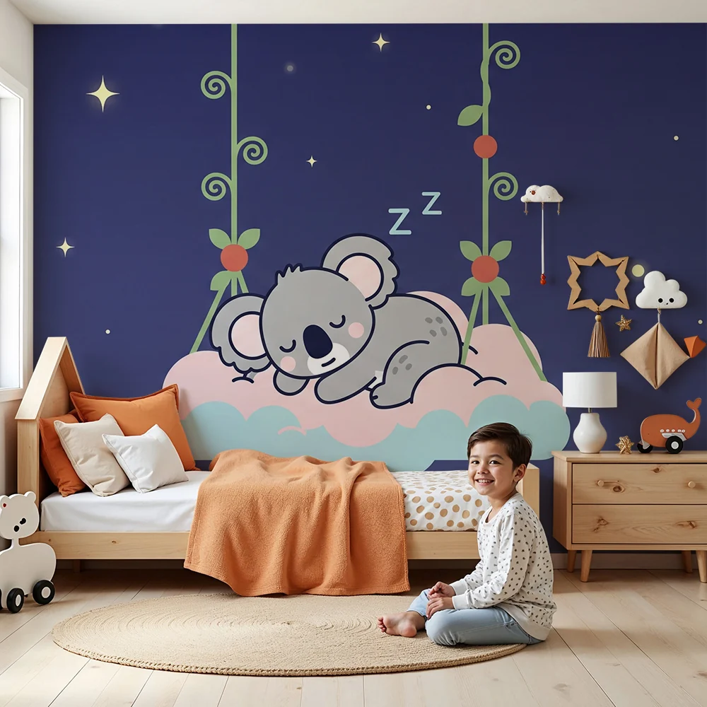 Tapety dla dzieci | Śpiący koala na chmurze