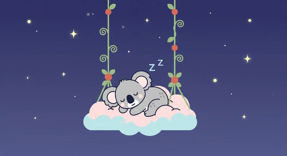Tapety dla dzieci | Śpiący koala na chmurze