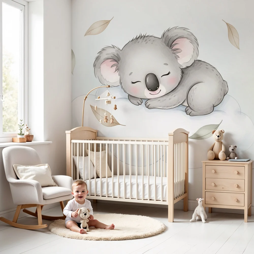 Tapety dla dzieci | Śpiący koala na chmurze