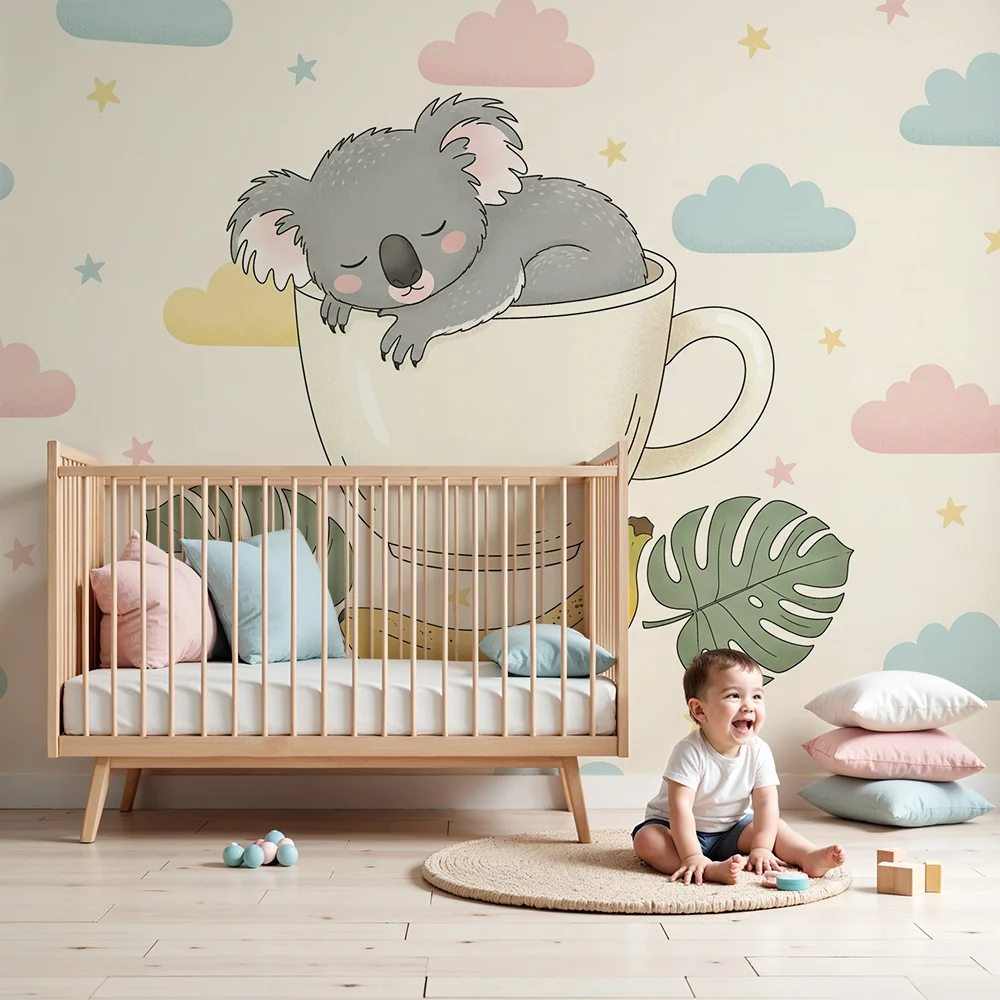 Tapety dla dzieci | Śpiący koala w filiżance