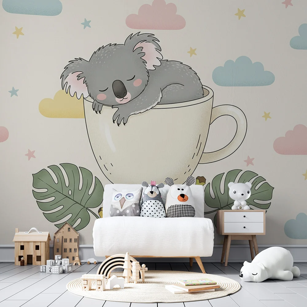 Tapety dla dzieci | Śpiący koala w filiżance