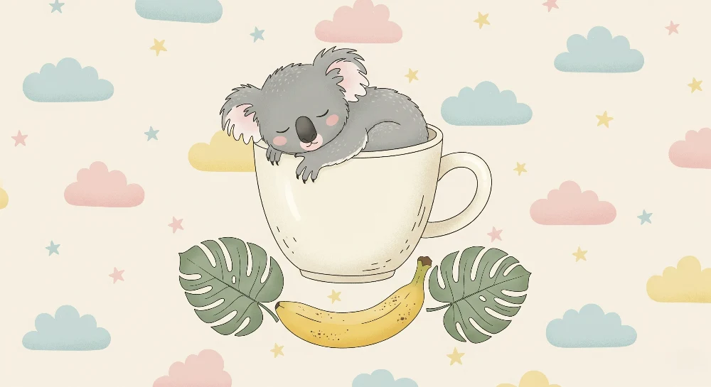 Tapety dla dzieci | Śpiący koala w filiżance