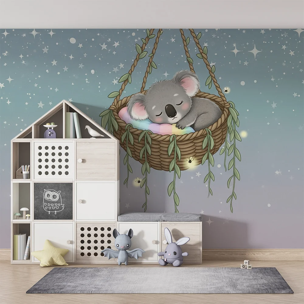Tapety dla dzieci | Śpiący koala w swojej gwiazdzistej hamace