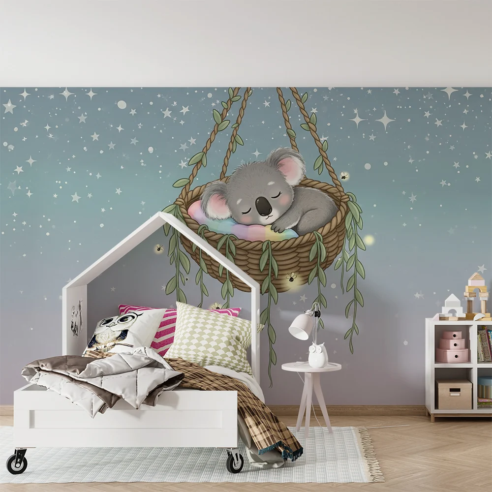 Tapety dla dzieci | Śpiący koala w swojej gwiazdzistej hamace