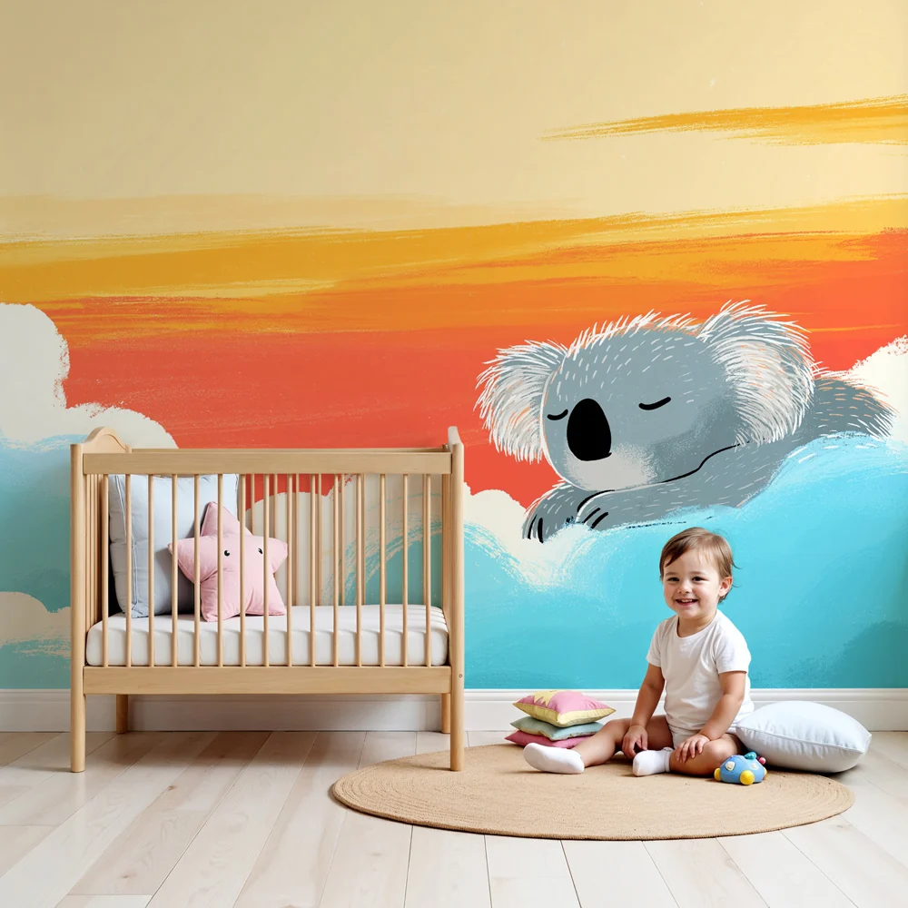 Tapety dla dzieci | Śpiący koala wśród chmur