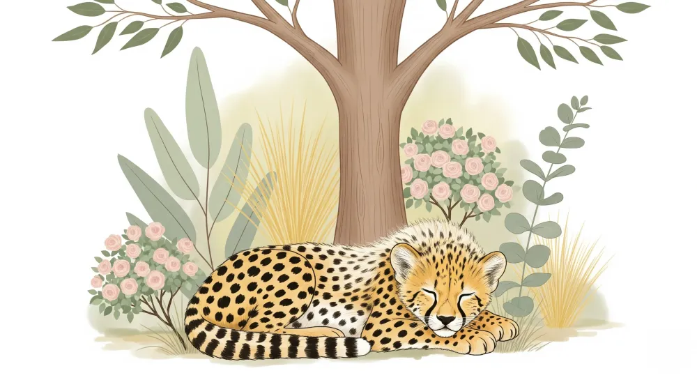 Tapety dla dzieci | Śpiący leopard pośrodku spokojnej natury