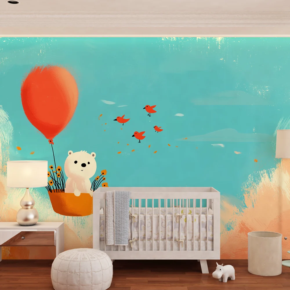 Tapety dla dzieci | Śpiący miś i magiczny balon