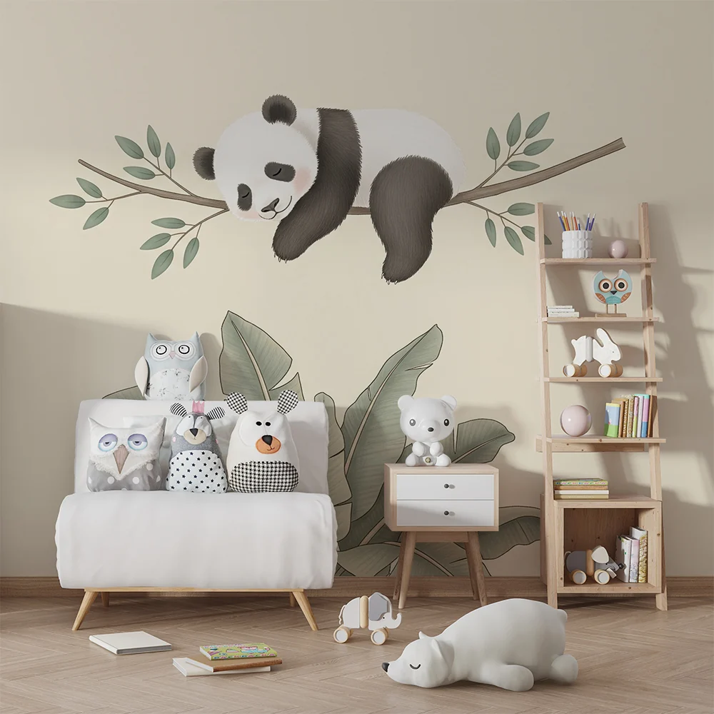 Tapety dla dzieci | Śpiący panda na gałęzi