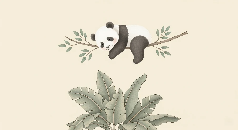Tapety dla dzieci | Śpiący panda na gałęzi