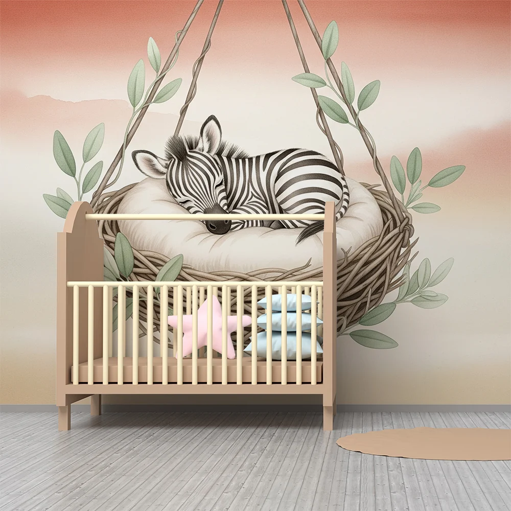 Tapety dla dzieci | Śpiący zebra w swoim gnieździe