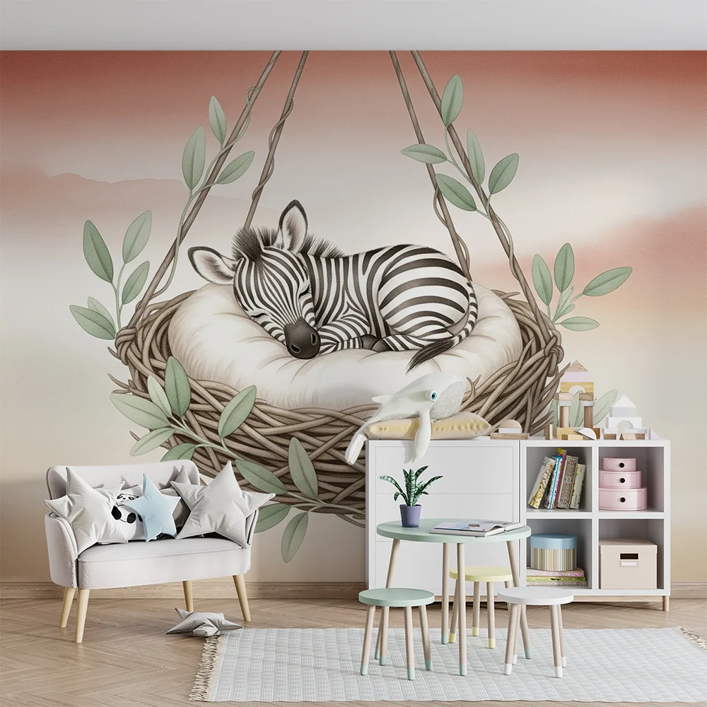 Tapety dla dzieci | Śpiący zebra w swoim gnieździe
